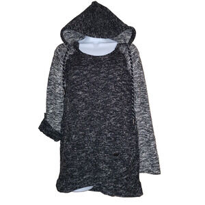 MNY Marc New York Womens Pullover Hoodie Sweater Size S Black Roll Tab Sleeve